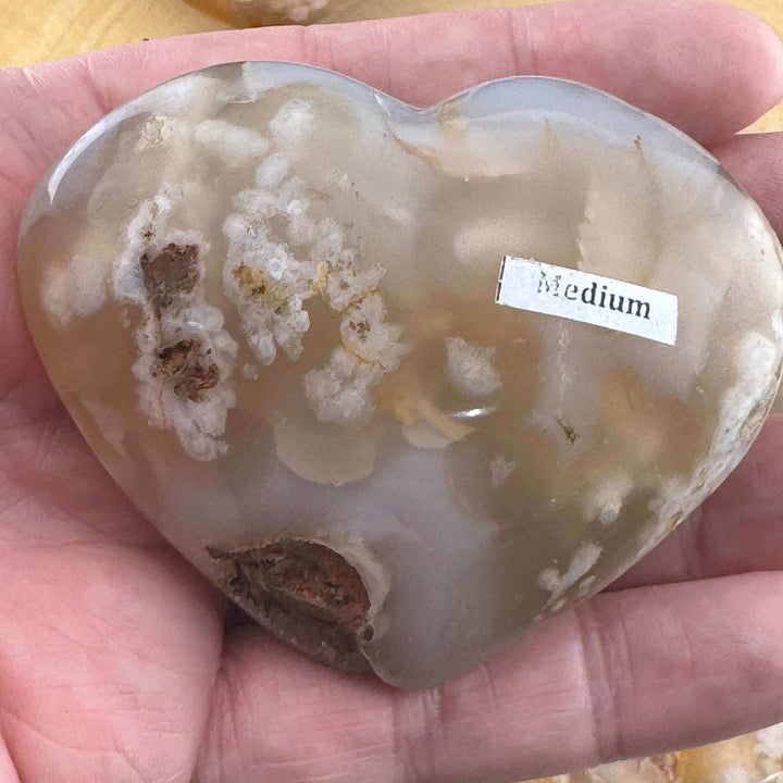 Flower Agate Heart Carving