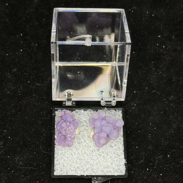Amethystine Spherical Quartz ‘Grape Agate’ thumbnail in Perky box - Indonesia