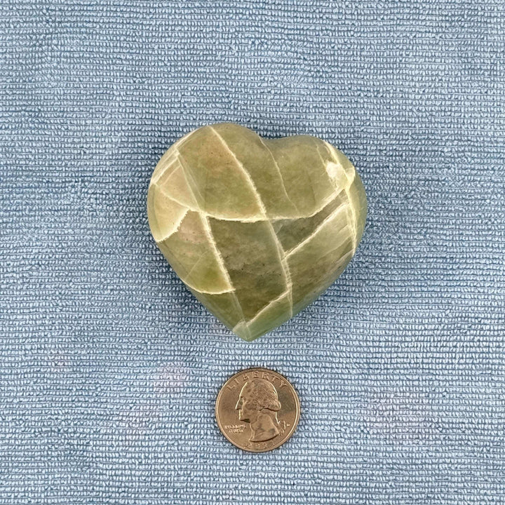 Green Moonstone Heart Carving