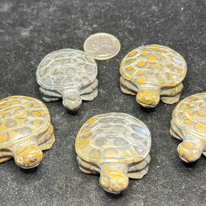 Leopard Print Jasper Turtle Carving