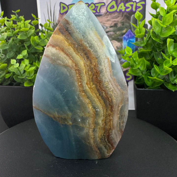 Argentinian Blue Calcite Freestanding Tear Carving - Aquatine / Blue Onyx