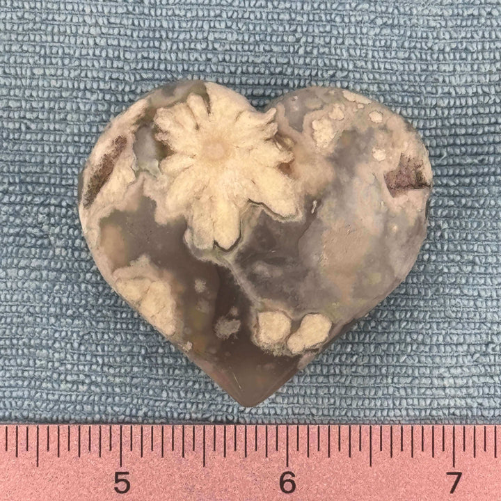 Flower Agate Heart Carvings