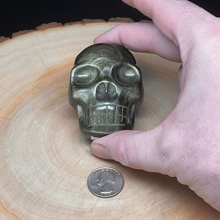 Carving - Gold Sheen Black Obsidian dual-side Skull
