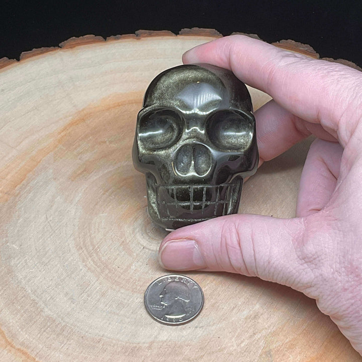 Carving - Gold Sheen Black Obsidian dual-side Skull