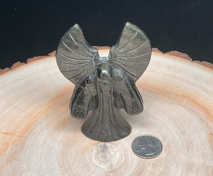 Carving - Gold Sheen Black Obsidian Reaper/Death/Angel 4in
