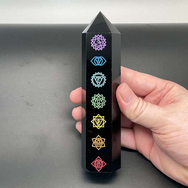 Black Obsidian Chakra Tower