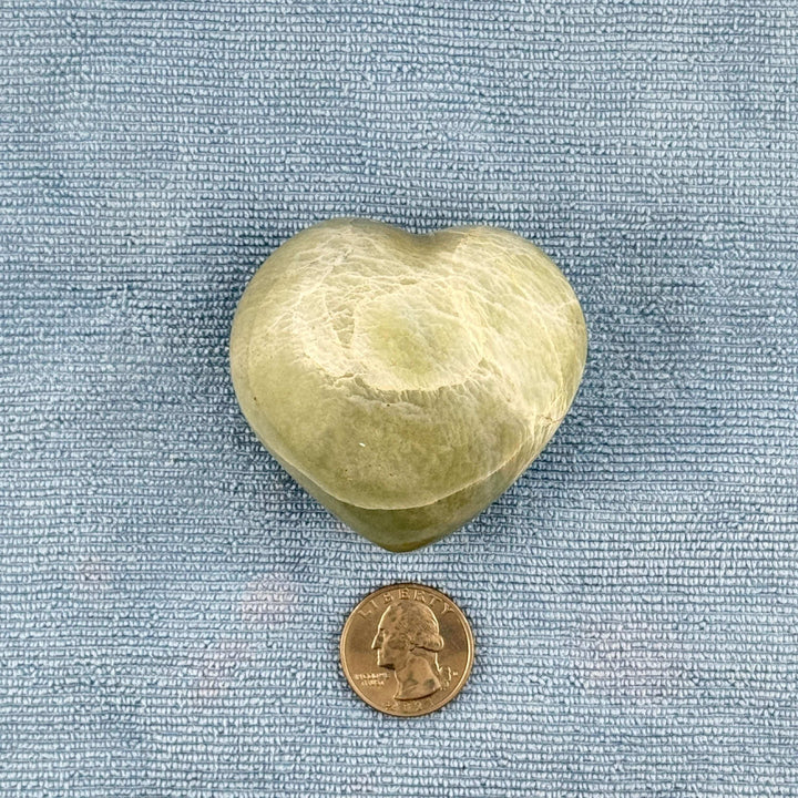 Green Moonstone Heart Carving