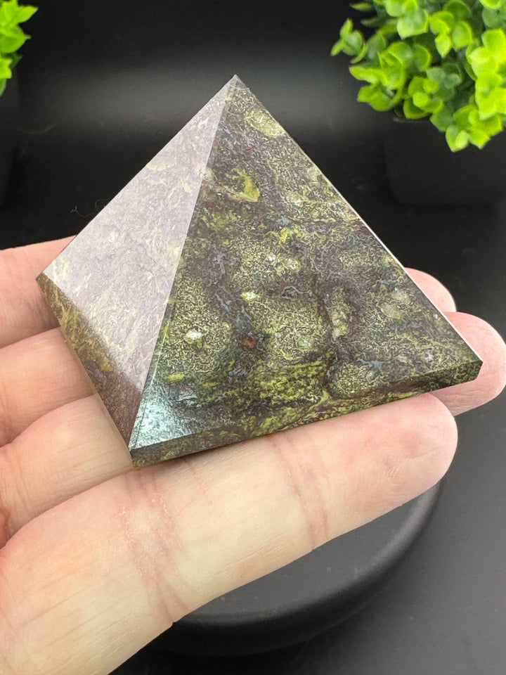 Dragon’s Blood Jasper Pyramid Carving - Polished