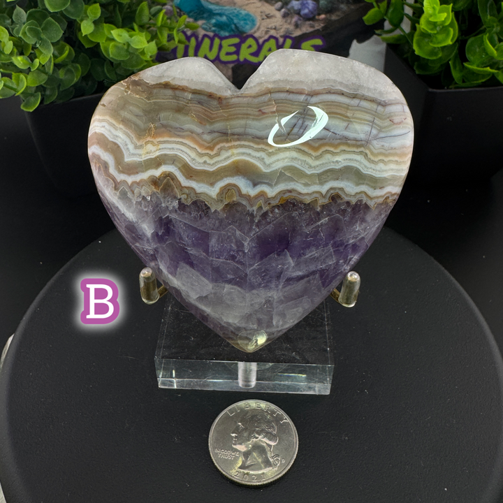 Amethyst Agate Heart Carving