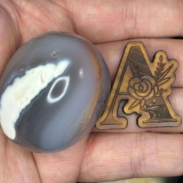 Polished Orca Agate Palm Stone