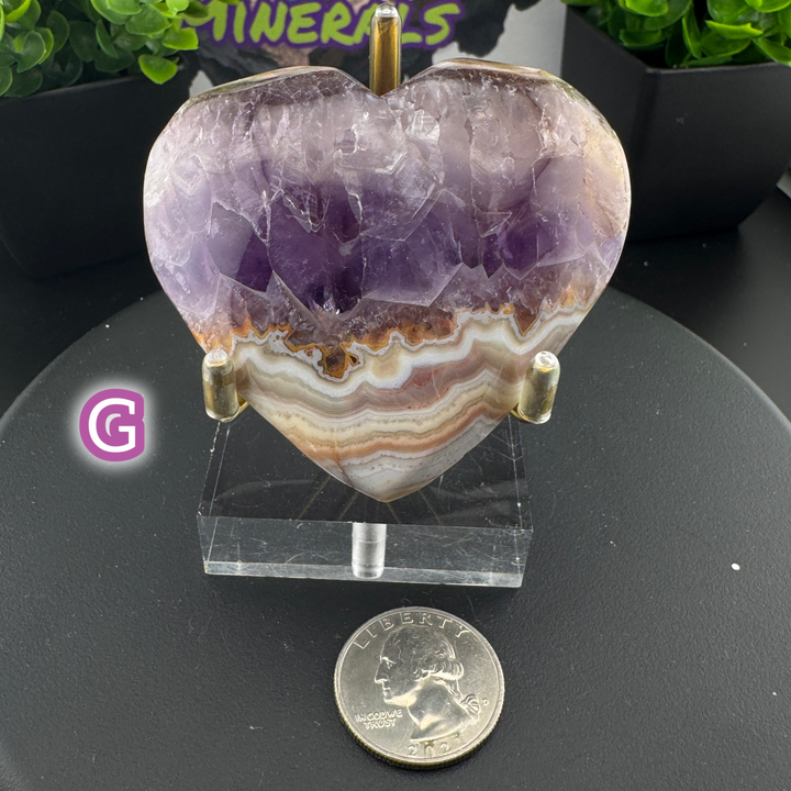 Amethyst Agate Heart Carving