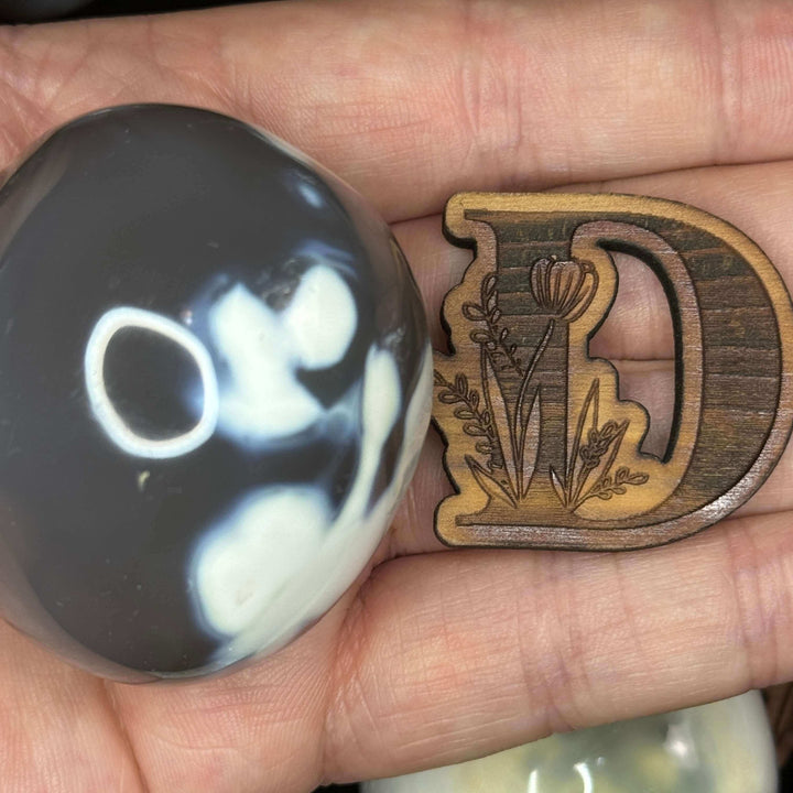 Polished Orca Agate Palm Stone