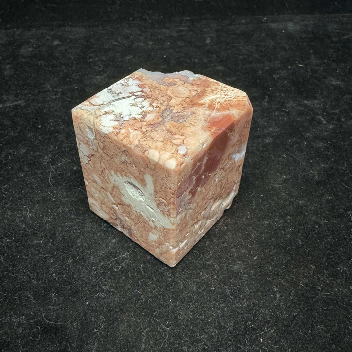 Cotton Candy / Pink Flower Agate Polished Cube