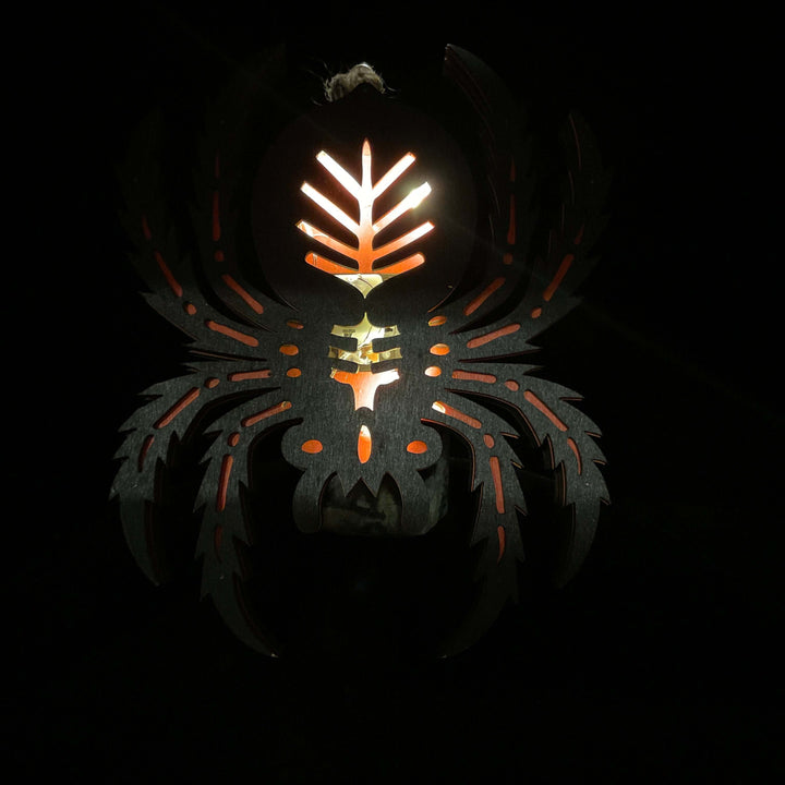 Halloween Wooden Lighted Spider Decoration