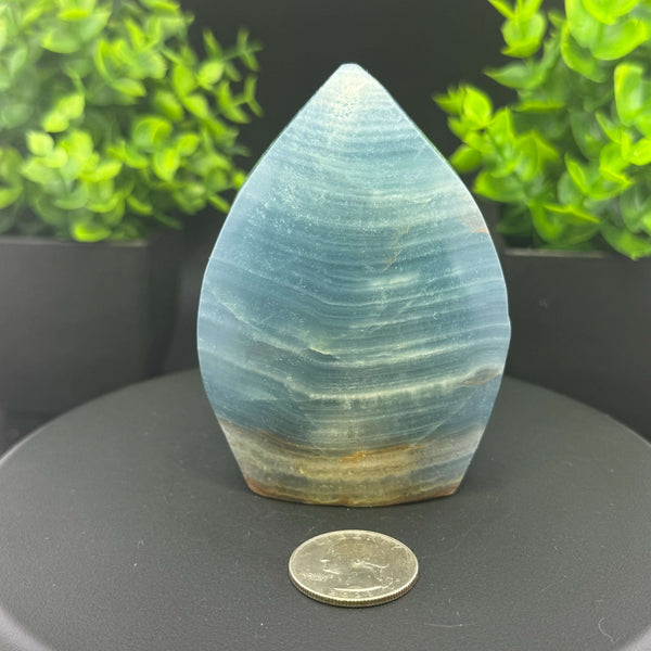 Argentinian Blue Calcite Freestanding Tear Carving - Aquatine / Blue Onyx