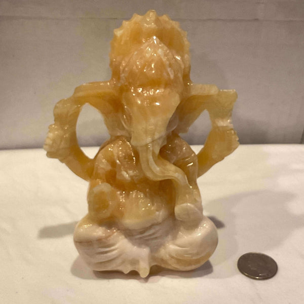 Orange Calcite Ganesh Carving/Figurine