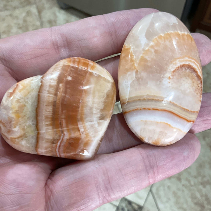 Pink Banded Calcite Hearts and Palms