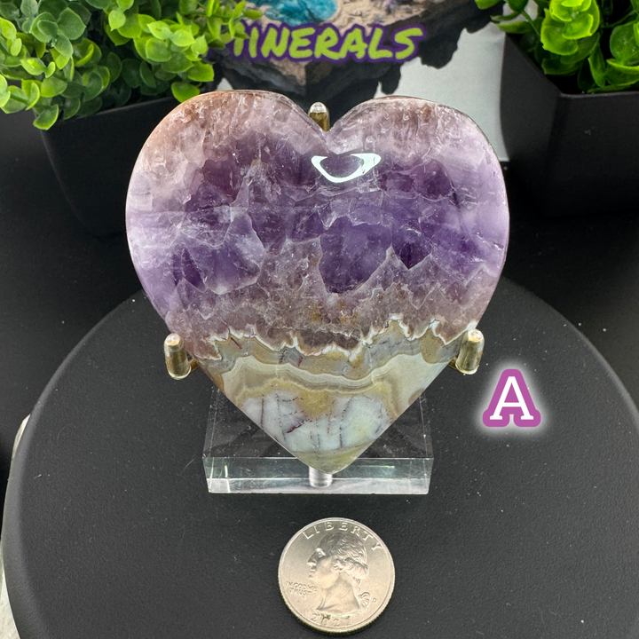 Amethyst Agate Heart Carving