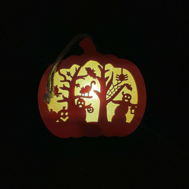 Wooden Lighted Pumpkin Decoration