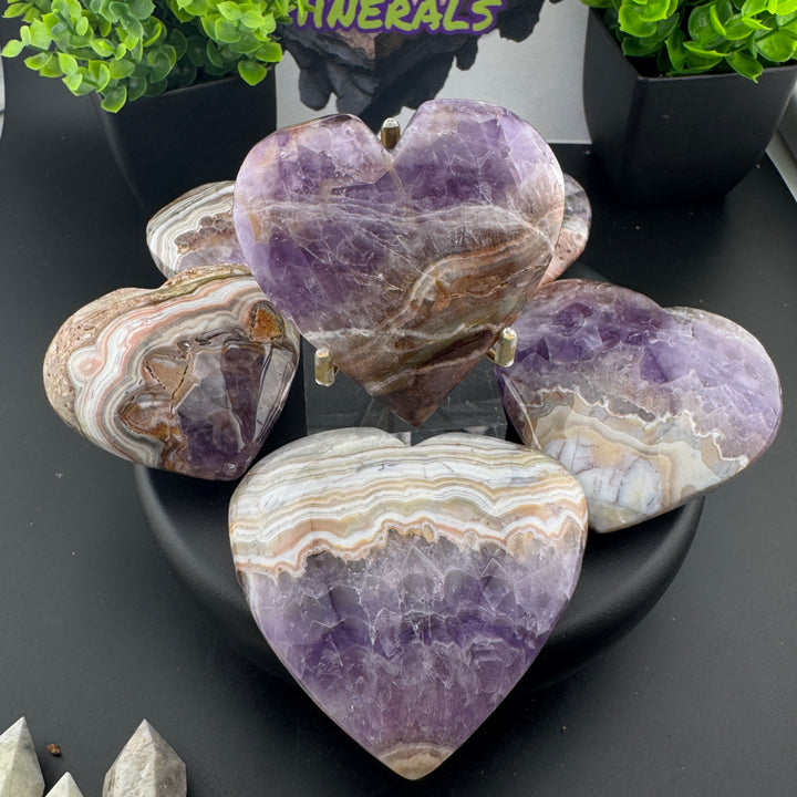 Amethyst Agate Heart Carving