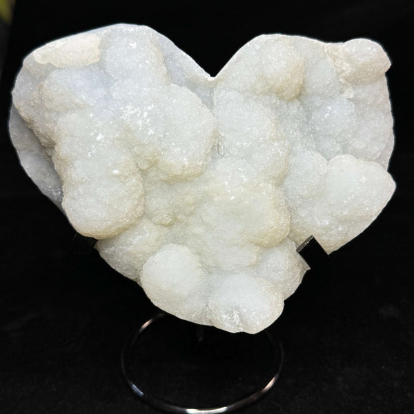 Moss Agate Druzy Heart Carving w/ Stand