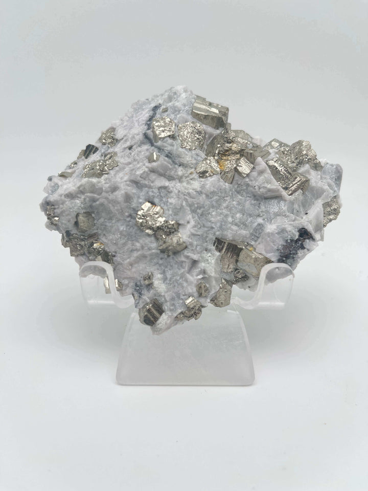 Calcite with Cubic Pyrite Cluster Specimen