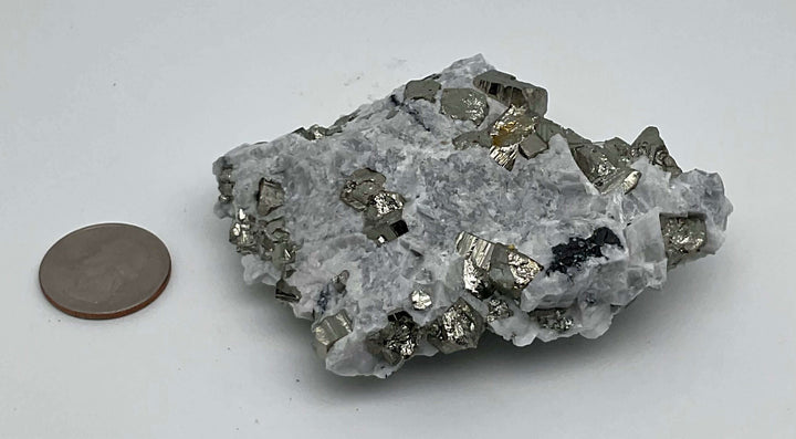 Calcite with Cubic Pyrite Cluster Specimen