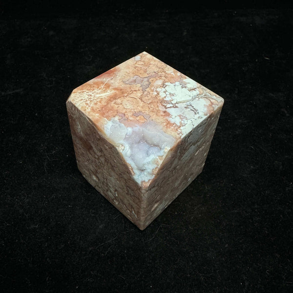 Cotton Candy / Pink Flower Agate Polished Cube