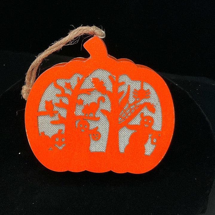 Wooden Lighted Pumpkin Decoration