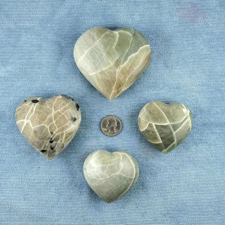 Green Moonstone Heart Carving