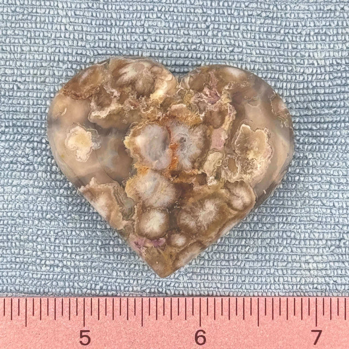 Flower Agate Heart Carvings