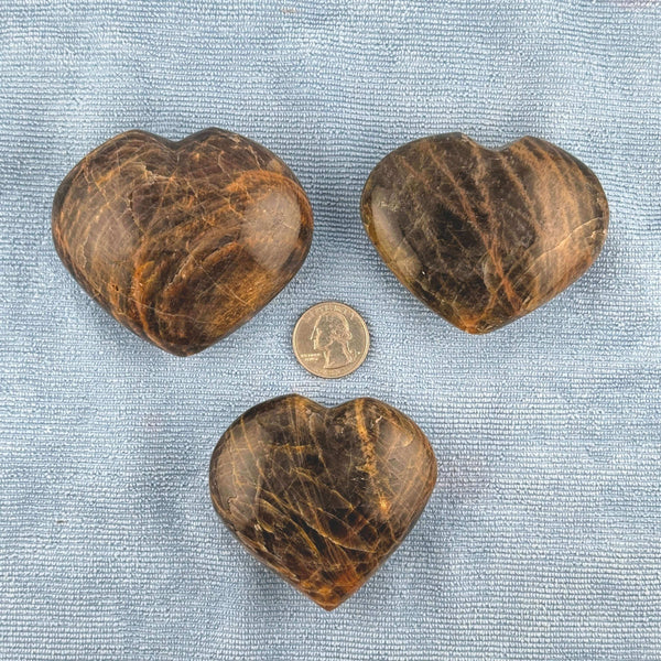 Black Moonstone Heart Carving