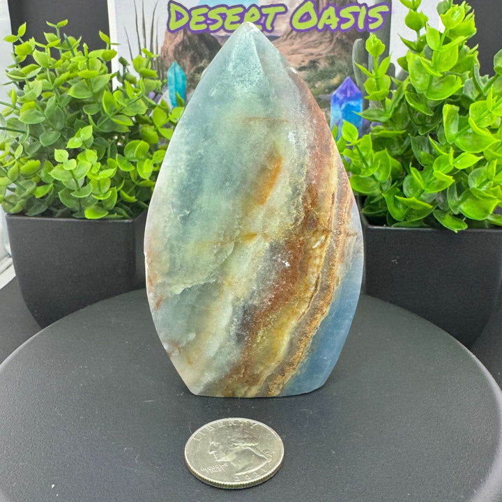 Argentinian Blue Calcite Freestanding Tear Carving - Aquatine / Blue Onyx