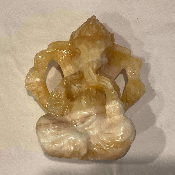 Orange Calcite Ganesh Carving/Figurine