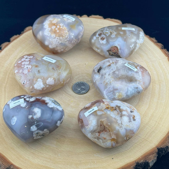 Flower Agate Heart Carving