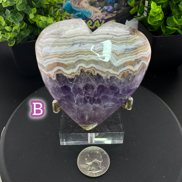 Amethyst Agate Heart Carving