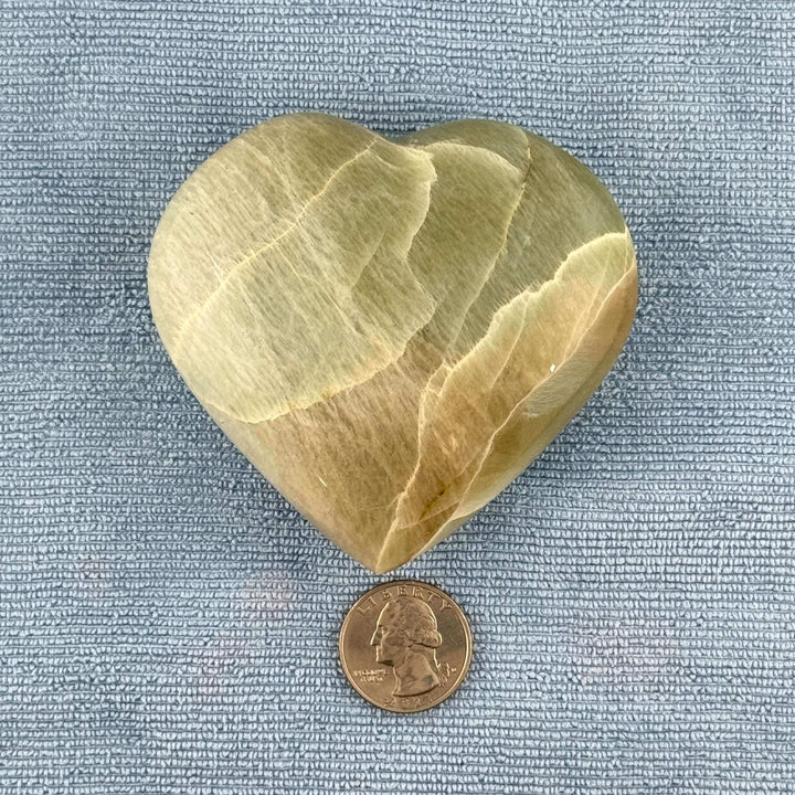 Green Moonstone Heart Carving