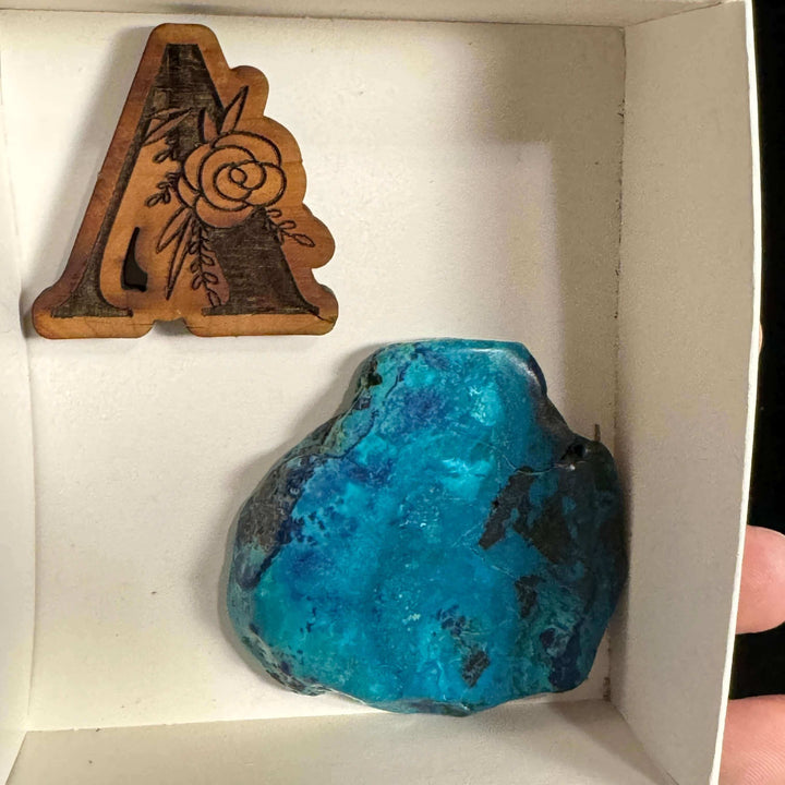 Shattuckite w/ Chrysocolla Slice - Tumbled and Stabilized - Mexico