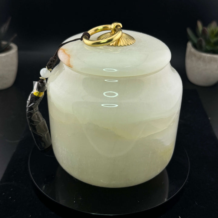 Banded Calcite Jar w/ Screw-On Lid