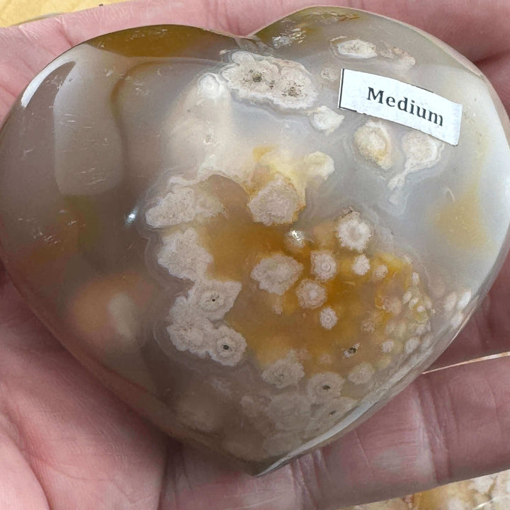 Flower Agate Heart Carving