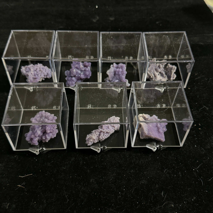 Amethystine Spherical Quartz ‘Grape Agate’ thumbnail in Large Perky box - Indonesia