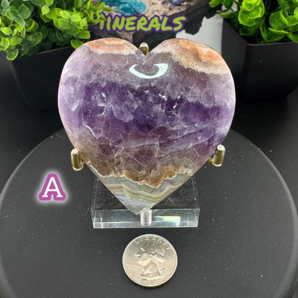 Amethyst Agate Heart Carving