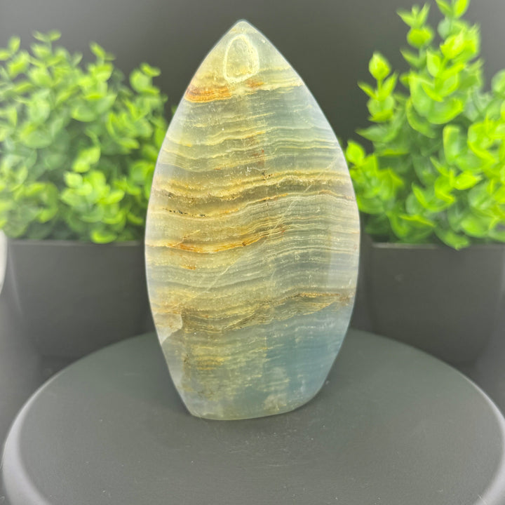 Argentinian Blue Calcite Freestanding Tear Carving - Aquatine / Blue Onyx