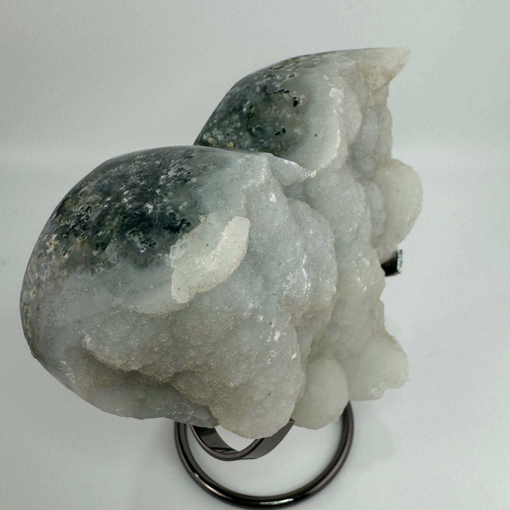 Moss Agate Druzy Heart w/ Stand