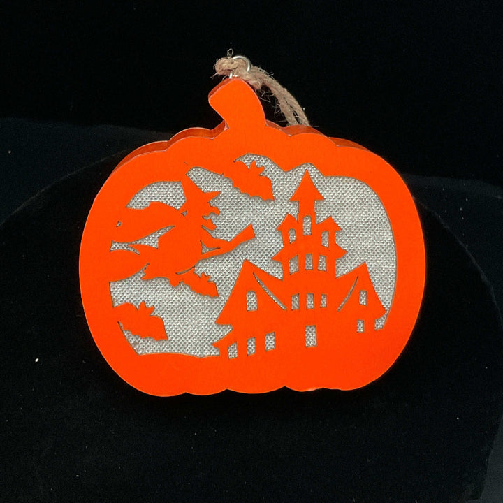 Wooden Lighted Pumpkin Decoration