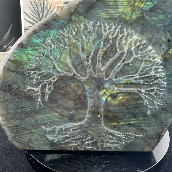 Labradorite Free Form w/ Tree of Life Carving