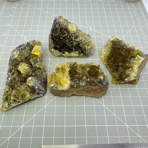 Bulk 4pc - Imperfect Fluorite Lot, Okorusu Mine, Otjiwarongo, Namibia