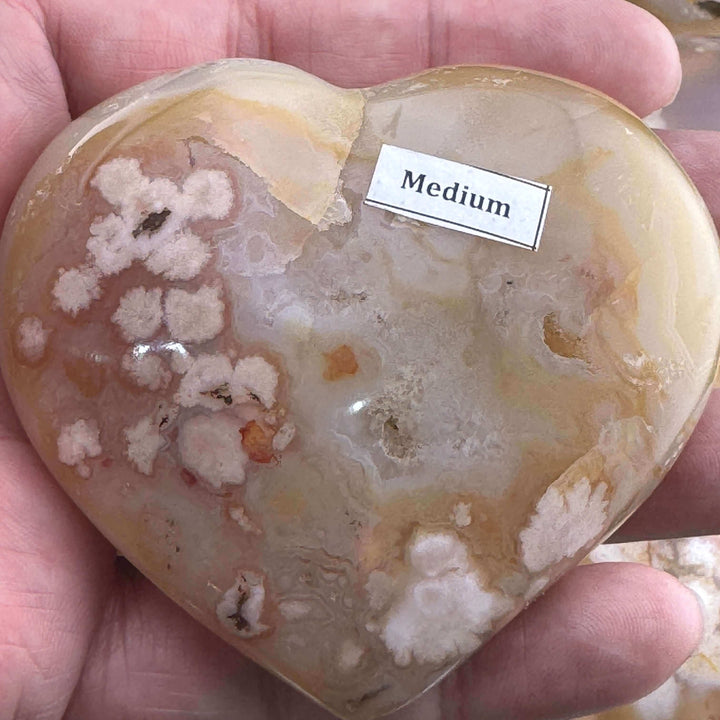 Flower Agate Heart Carving