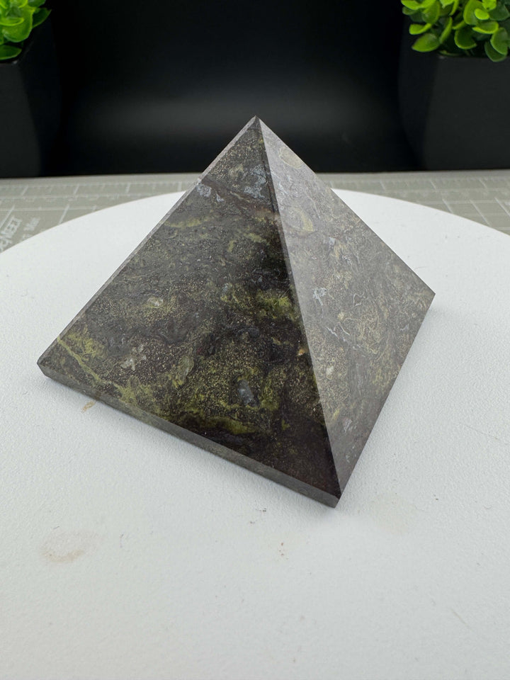 Dragon’s Blood Jasper Pyramid Carving - Polished