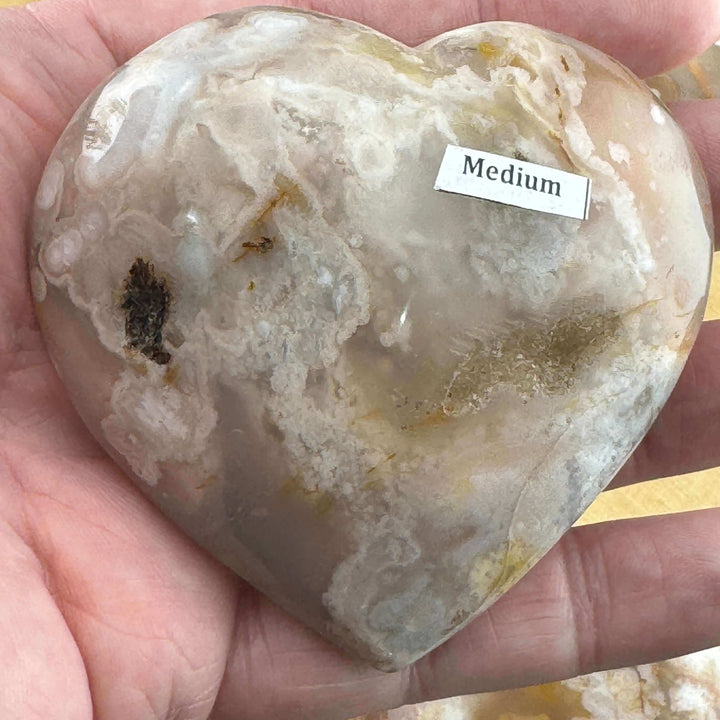 Flower Agate Heart Carving